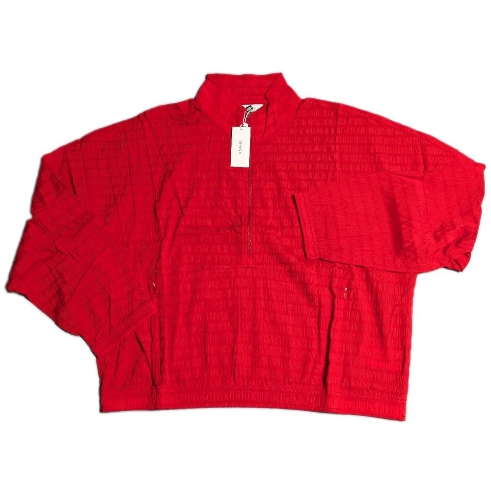 Spanx Active Run Jacket Womens XL Red Textured Quarter Zip Athletic NWT